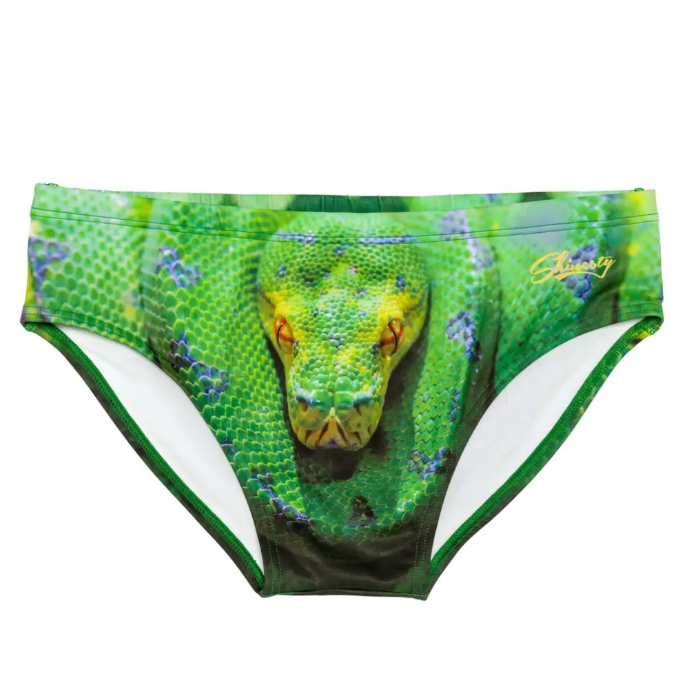 Green Snake Print Men's Swim Speedo